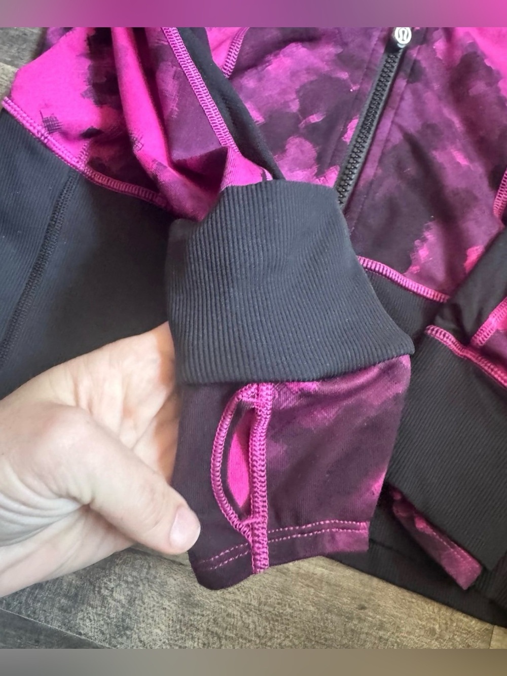 Lululemon Dance Studio Jacket Reversible Pink Black Ink Blot Print Sz 6 - Picture 5 of 12